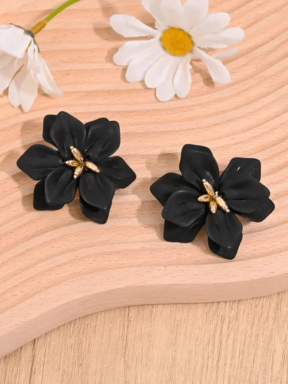 1 par de nuevos y elegantes pendientes vintage de pétalos de flores preservadas de doble capa, regalo para el Día de San Valentín, Día de la Madre