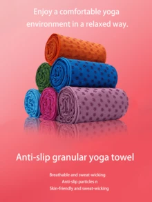 Yoga Mat Set Includes Mesh Bag, Thick Yoga Mat, Fitness Yoga Blanket And Washable Towel Blanket. Thick Design, Machine Washable, Non-Slip, Sweat-Absorbent, Breathable, Quick-Drying, Antibacterial, Odor-Resistant, Super Soft Microfiber, Durable, Lightweight, Easy To Carry And Store, Non-Slip Design, Strong Water Absorption, Easy To Clean. - Multicolor - View 2