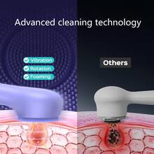 1个电动硅胶洁面刷，便携式防水可充电洁面刷，5种清洁模式，男女通用电动深层毛孔清洁器，去除黑头和角质，USB充电式面部刷 - 彩色 - 查看 9
