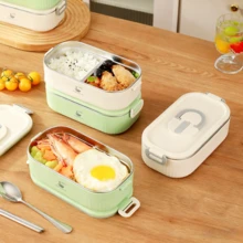 Rectangular Lunch Box, Student Bento Box, Double-Compartment Insulated Lunch Box, 304 Stainless Steel, Keeps Food Warm For 12 Hours - 1/2 Size - View 4