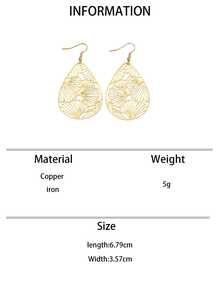 Hollow Out Water Drop Earrings - Yellow Gold - View 7