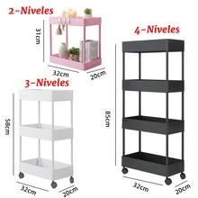 Estantería de almacenamiento multiuso con ruedas, organizador tipo carrito, ideal para guardar especias y utensilios en la cocina, snacks y objetos diversos en la sala de estar, libros en el estudio y artículos de higiene en el baño. Disponible en múltiples tamaños y niveles. Combina estantería móvil, carrito y organizador en un solo producto. Uso versátil, múltiples configuraciones, diseño minimalista y fácil de combinar, apto para diversos espacios. - Rosa - Ver 2