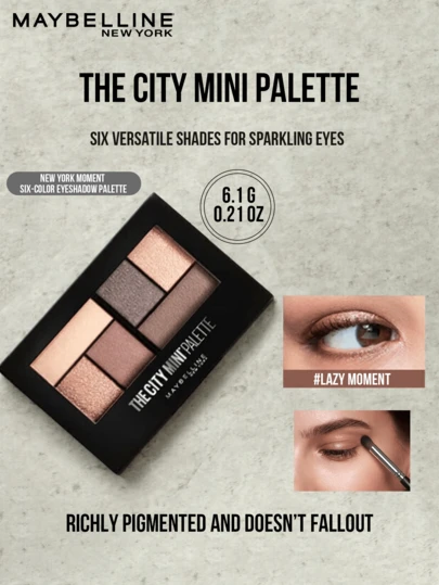 THE CITY MINI PALETTE (LAZY MOMENT) 6.1G/0.21OZ, Versatile Shades For Sparkling Eyes, Richly Pigmented And Doesn't Fallout, Classic Colors With Semi-Matte With Subtle Shimmer, Diamond Shimmer Mousse Texture, Smooth Matte, Must-Have For Makeup Beginners, Easy Application Steps, For Beginners, Students, Office Workers, Daily Commute, Outings, Gatherings, Sunset Makeup Look, Ideal Gift For Friends Girlfriends