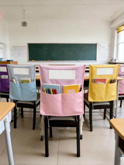 Durable Spacious Chair Back Storage Pocket Organizer With Label Slot For School Home Classroom Car Seat Backrest