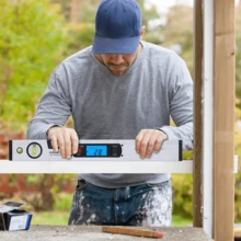 Aleación de aluminio digital Buscador de ángulo magnético Inclinómetro Medidor Medidor Transportador Nivel 4 x 90 °, nivel digital preciso, Nivel Espiritual - Plateado - Ver 8