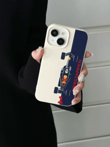 1pc Car Element Leather Texture Letter & Number Formula Racing Car Pattern Phone Case Fashionable Shock-Proof Protective Cover Compatible With IPhone 17/16/15/14/13/12/11/Pro/Pro Max/Plus Suitable As Birthday Anniversary Gift For Couples Family And Friends - Multicolor - View 3