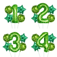 5pcs Mixed Pixel Style Number Balloon Set, Including Round Balloons And Pentagram Foil Balloons, Suitable For Birthday Party, Celebration, Anniversary, Valentine's Day, New Year, Wedding Decoration - Multicolor - View 2