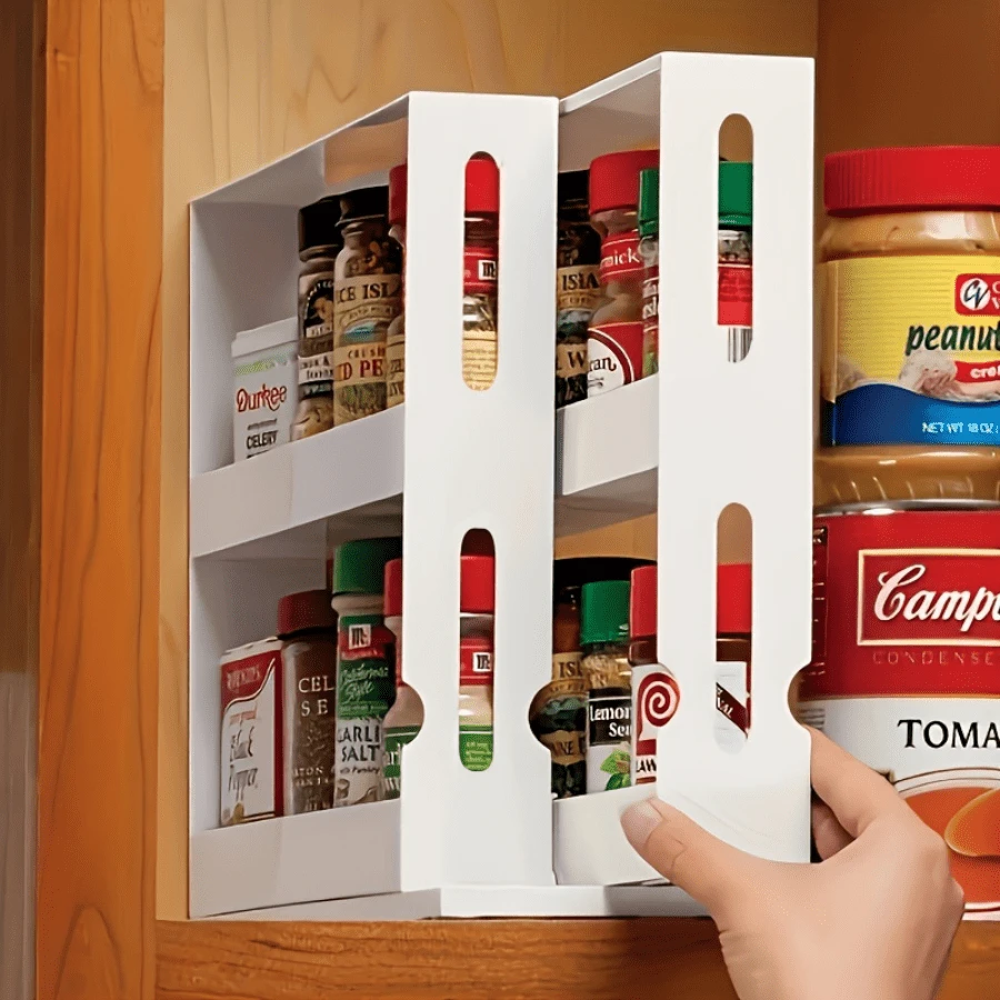 2-Tier Rotating Spice Rack | Space-Saving Kitchen Storage Organizer ...