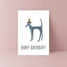 1张圣诞快乐灰色狗狗生日贺卡，带圣诞帽，卡通设计，适用于各种场合（圣诞节、生日、友谊日、祝贺、节日），万圣节主题，适合所有人，英文生日礼物 - 彩色 - 查看 8