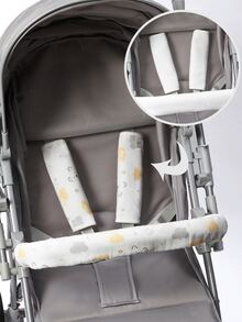 [Oeko-Tex] Fundas reversibles para el manillar del cochecito de bebé con diseño lindo e impreso, diseño reversible para todas las estaciones, suave y cómodo, con forro de felpa - Multicolor - Ver 4