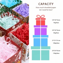 1 pieza 100g Papel de rafia, relleno de regalo, reutilizable, no se desvanece, adecuado para el Día de San Valentín, relleno de rafia arrugada de colores para caja de regalo DIY, embalaje, boda, Día de San Valentín, Pascua, decoración de fiesta de cumpleaños - Multicolor - Ver 4