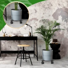 2 Soportes De Base De Maceta De Metal Con Ruedas De Rotación - Negro - Ver 6