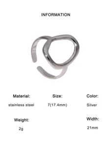 1pc Minimalist Geometric Elliptical Open Ring, Suitable For Women's Daily And Party Wear, Stainless Steel