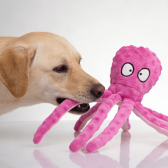 Pluszowa zabawka dla psa w kształcie ośmiornicy z piszczałką, miękka piszcząca zabawka dla psa średniej wielkości, interaktywna zabawka dla psa na nudę, trwała zabawka do gryzienia z dźwiękiem do zabawy w sypialni lub ogrodzie, odporna na gryzienie pluszowa zabawka dla psa, którą uwielbiają zwierzęta