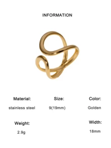 3 件套时尚简约高端镀层不锈钢几何方形和椭圆形开口戒指，适合女性日常佩戴和派对