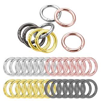 15pcs Metal Spring O-Rings Keychain Clips 24mm/34mm Round Alloy Carabiner Keyring Spring Hooks Suitable For Wallet, Backpack, Hanging Rope, DIY Crafts, Holiday Gifts, Key Chain Accessories (4 Colors)