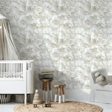 1 Cuộn Giấy Dán Tường Tự Dẹp Họa Tiết Hoa 3D Màu Trắng Thanh Lịch, Chất Liệu Vinyl, Dễ Dán, Giấy Dán Tường Hoa Tối Giản, Hình Dán Trang Trí Tường, Giấy Dán Tường Đẹp, Trang Trí Nhà Cửa, Giấy Dán Tường Phòng Khách - Nhiều màu - Xem 8