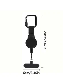 2pcs Anti-Lost Phone Lanyard, Retractable Lanyard With Safety Buckle, Lightweight Design, Length 20cm, Suitable For Hiking, Cycling, Climbing, Black - Multicolor - View 5
