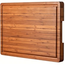 1pc Large Wooden Kitchen Cutting Board, Thick Bamboo Meat Chopping Board, Cheese & Board, Bamboo Vegetable Cutting Board With Juice Groove And Handle, Kitchen Supplies - Multicolor - View 12