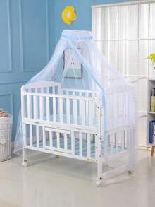 1件装可折叠全覆盖儿童蚊帐，透气涤纶床罩，轻便设计，便携式防蚊虫，适用于婴儿床旅行