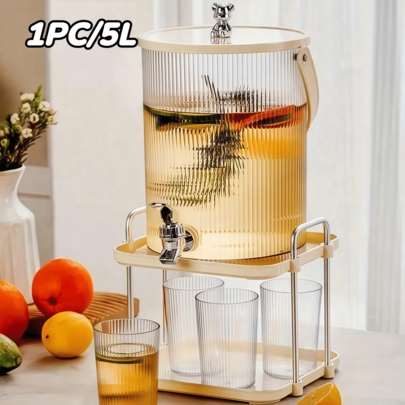 1pc/5L Beverage Dispenser With Spigot - Heat-Resistant Clear Drink Dispenser, Suitable For Parties, Family Gatherings, Weddings And Summer Beverages, Suitable For Home Kitchen Use, Can Be Used As A Gift, Suitable For Ice Buckets/Beverage Coolers, Parties, Birthday Decorations, Suitable For Outdoor, Camping, Gatherings With Friends, Halloween, Christmas