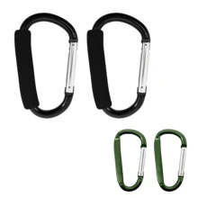 Baby Stroller Hooks For Hanging Diaper Bags - Universal Stroller Clips And Hooks, 5.5 Inch+3 Inch Heavy Duty Aluminum Carabiner Clip, One-Handed Operation, Baby Travel Essential