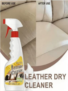 JUE FISH 120ml Limpiador en seco para cuero, agente de cuidado y mantenimiento, agente de limpieza y descontaminación en seco, limpieza suave, hidratación y mantenimiento, un solo rociado y un solo pase pueden eliminar fácilmente la suciedad, adecuado para asientos de automóvil, sofás, bolsos de lujo de cuero, zapatos de cuero, guantes de cuero, ropa de cuero y otros productos de cuero