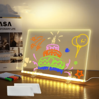 1 Set Luz LED USB de acrílico, Pizarra de Mensaje LED, Pizarra Iluminada de Acrílico LED USB - Pizarra de Mensaje LED de 7 Colores - Pizarra Luminosa de Acrílico con Soporte, Uso Profesional de Arte, Pizarra de Exhibición de Oficina LED, Adecuada para Oficina