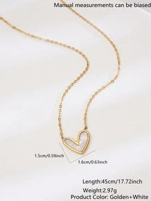 1 Peça Colar de Aço Inoxidável Revestido a Ouro 18k com Pingente de Coração Embutido em Acrílico Colorido, Adequado para Uso Diário de Mulheres no Dia dos Namorados - Ouro amarelo - Visão 13