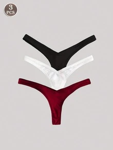 3件套女士无缝纯色丁字裤