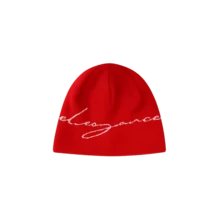 1pc Minimalist "Elegance" White Letter Knit Beanie Hat - Versatile Fashion Item For Autumn/Winter