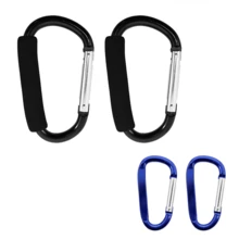 Baby Stroller Hooks For Hanging Diaper Bags - Universal Stroller Clips And Hooks, 5.5 Inch+3 Inch Heavy Duty Aluminum Carabiner Clip, One-Handed Operation, Baby Travel Essential