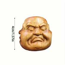 VingeGa Estatua de Buda de 4 caras con expresiones emocionales, decoración de talla de madera hecha a mano, colgante de pared tallado, talla de madera de ciprés con expresiones emocionales - alegría, enojo, tristeza, felicidad - decoración para el hogar, oficina, espacio de meditación, arte espiritual y ornamento cultural asiático, altar doméstico, artesanía exquisita, ideal para practicantes espirituales - Multicolor - Ver 3