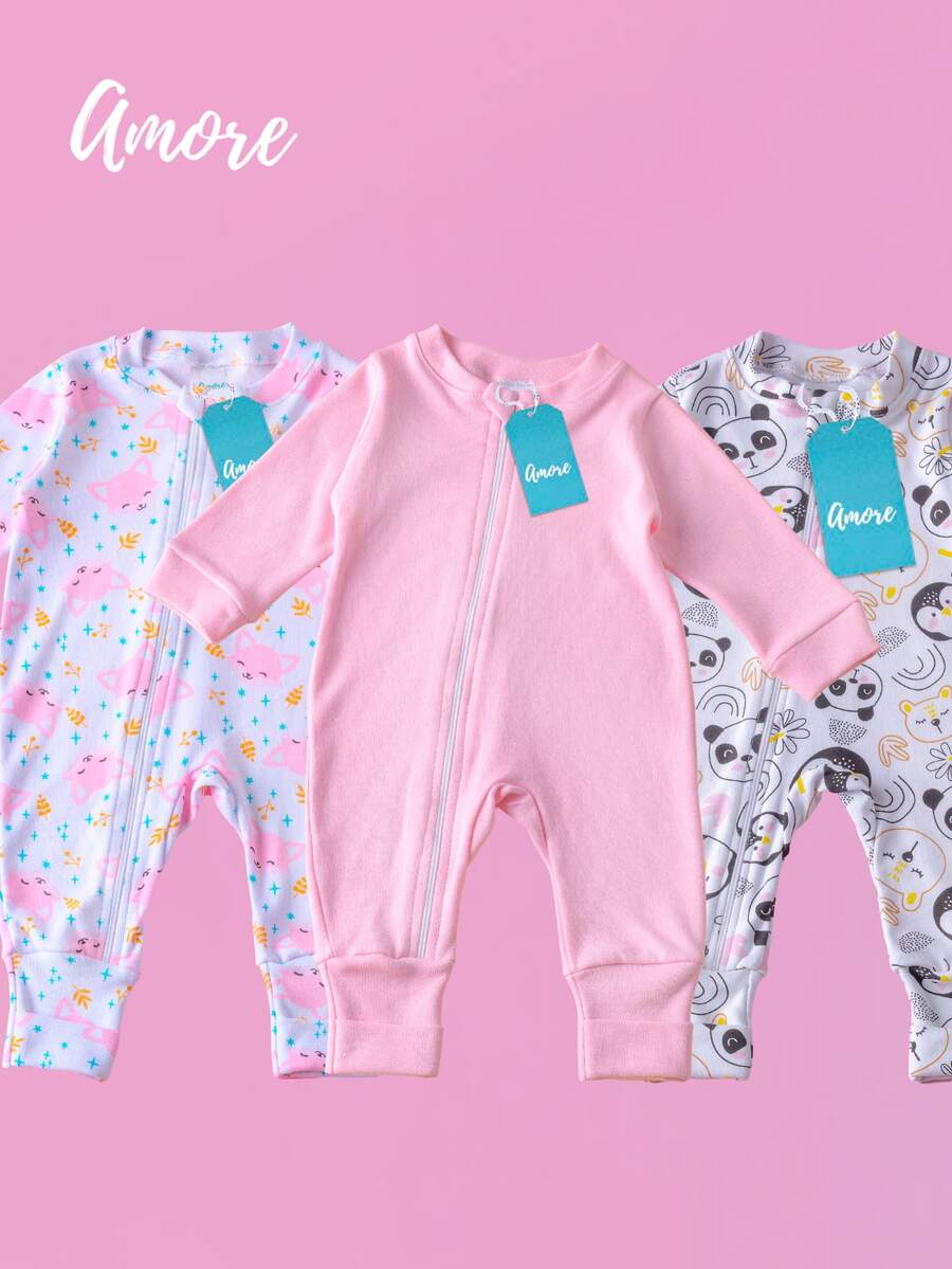 Kit 3 Jungle Friends Rompers - 100% Cotton Suede - Nhiều màu - Xem 1