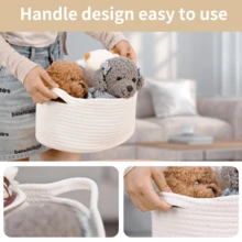 13英寸宽 x 8英寸深 x 6英寸高 可爱编织收纳篮，带提手，可用作空礼品篮、圣诞节生日礼品篮、婴儿派对托盘、婴儿玩具和宠物装饰收纳盒 - 彩色 - 查看 3