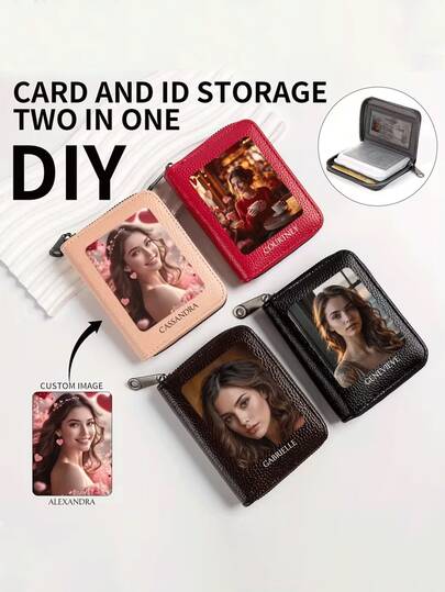 Cartera de piel de PU personalizable, portacartas con cremallera, cartera de tarjetas de crédito de gran capacidad con talla grande de 20+2 ranuras para tarjetas, unisex, rosa, negro, rojo rosa, marrón, regalo de pareja, regalo de cumpleaños, monedero multifuncional, mejor regalo para familiares y amigos