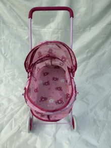 Los cochecitos de muñeca plegables de metal son el regalo perfecto para Navidad, cumpleaños o Año Nuevo para una niña. - Rosa coral - Ver 7