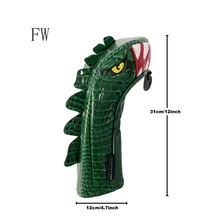 maxbase 1pc Tyrannosaurus Rex Pattern Golf Club Head Cover, PU Golf Club Head Cover, Golf Accessories, Golf Gift - Dark Green - View 8