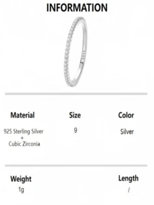 1pc S925 Sterling Silver Ring, Minimalist Cubic Zirconia Paved Rose Gold Plated Jewelry For Women, Elegant Accessory, Summer Selling, Cross-Border Exclusive, Fashionable, Commemorative, Refined Gift - Silver - View 10