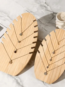1pc Wooden Necklace Organizer, Creative Oval Vertical Jewelry Display Stand For Necklaces, Pendants, Jewelry Display