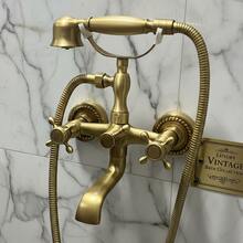 Luxury Shower Faucet Set, Dual Handle With Handheld Shower Head, Vintage Style Luxury Bathroom Shower, Durable Leak-Proof, Easy Installation, Shower Faucet, Luxury Shower Set, Dual Shower Head, Bathroom Faucet, Handheld Shower, Retro Bathroom Decor, Bathroom Accessories Included - Retro Style With Installation Accessories - View 3