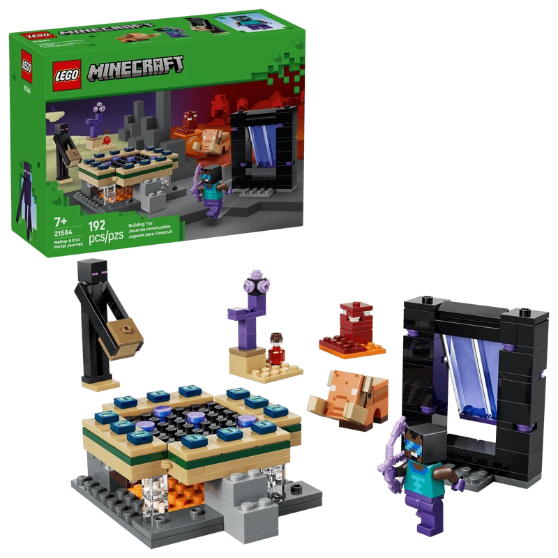 LEGO Minecraft Nether & End Portal Journey Building Toy For Boys & Girls - Video Game Playset & Toy Figures For Kids, Ages 7+ - With Cool Hero Minifigure - Gift Idea For Birthdays - 21584 Block Toys - 21584 - View 1
