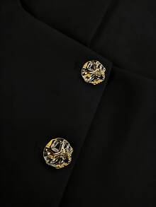 Bộ vest và quần short nữ kiểu cổ điển thanh lịch, cài khuy đơn, có túi thật, thích hợp mặc hàng ngày và đi làm, màu trắng toàn bộ và màu đen cho mùa hè. - màu đen - Xem 5