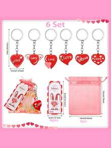 18pcs Valentine's Day Keychain Gift Set, Includes Heart-Shaped Keychains, Gift Cards, And Organza Bags. Perfect Small Gift For Birthdays, Weddings, And Holiday Parties. - Multicolor - View 4