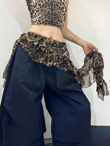 1件爵士舞荷叶边裙巾，独特豹纹腰带