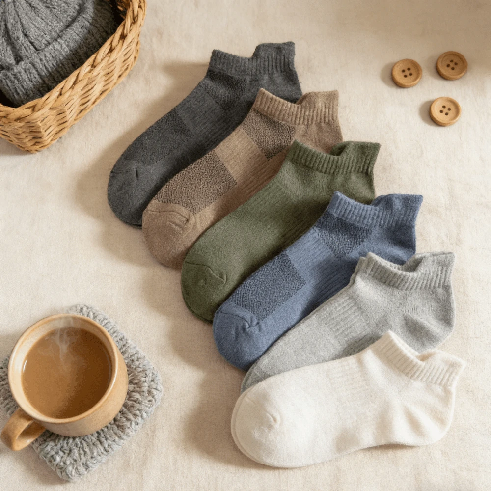 10-Pair Pack Men's Low-Cut Solid Socks - Comfortable For Casual & Athletic Activities (Basketball, Running, Gym), Machine Washable, Breathable Polyester Blend, Various Colors (Black/Brown/Blue/Green/Beige/White), Labeled As Athletic Socks | Low-Cut Socks | Durable Socks - 混色-10雙 - 查看 1