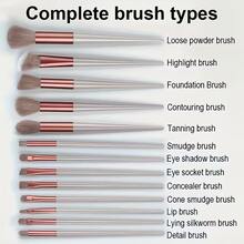Brodark 13pcs Makeup Brush Set Beauty Eyeshadow Foundation Blush Brushes Mini Portable Makeup Brush Set Eyeshadow Blush Powder Brushes Full Set Makeup Date Tools Makeup Tools Makeup Brush Set With Storage Bag Travel Essential - Multicolor - View 2