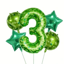 5pcs Mixed Pixel Style Number Balloon Set, Including Round Balloons And Pentagram Foil Balloons, Suitable For Birthday Party, Celebration, Anniversary, Valentine's Day, New Year, Wedding Decoration - Multicolor - View 6