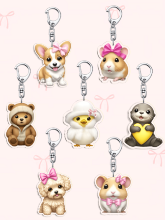 1pc Acrylic Cute Emojis Keychain ,Hamsters, Corgis, Seals, Chicks, Little Bears, Poodles Key Chain, Can Be Used As A Gift For Bag, Jewelry Lovers, Everyday Bag Accessory, Bag Charm, Lanyard, Key Holder. Ideal For Boyfriends, Girlfriends, Family Members, Doctors, Nurses, Christmas Gifts, Cell Phone Decorations, And More.