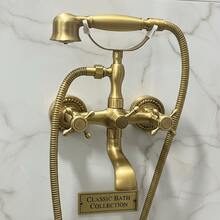 Luxury Shower Faucet Set, Dual Handle With Handheld Shower Head, Vintage Style Luxury Bathroom Shower, Durable Leak-Proof, Easy Installation, Shower Faucet, Luxury Shower Set, Dual Shower Head, Bathroom Faucet, Handheld Shower, Retro Bathroom Decor, Bathroom Accessories Included - Retro Style With Installation Accessories - View 5